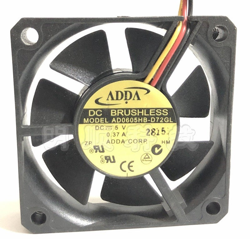 ADDA AD0605HB-D72GL 5V 0.37A 3wires Cooling Fan ADDA AD0605HB-D72GL 5V 0.37A 3wires Cooling Fan